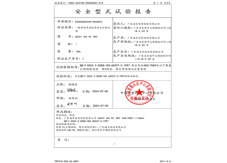 安全型式试验报告