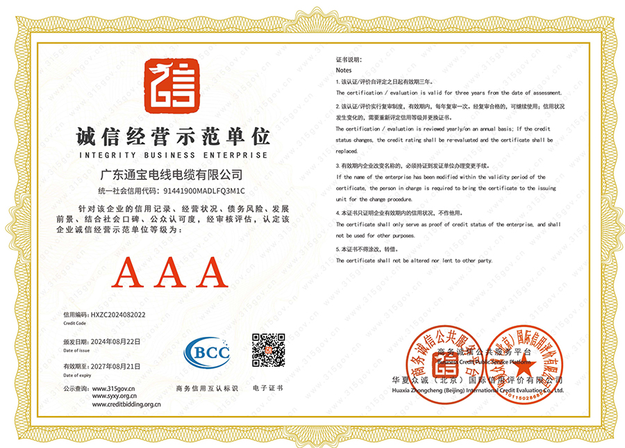 诚信经营示范单位